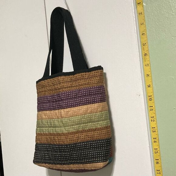 RAINBOW Quilted Small Tote Bag Lined with Straps 11 x 8 x 3 inches - Picture 10 of 11
